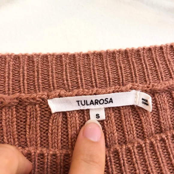 Tularosa Tan Wide Sleeve Scoop Neck Ribbed Preppy Trendy Sweater Small - Picture 5 of 8